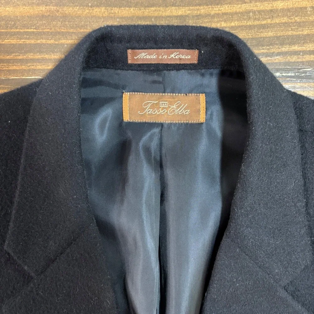 Tasso Elba Mens 100% Camel Hair Blazer Black Lanificio‎ Campore 42R TF52B02
